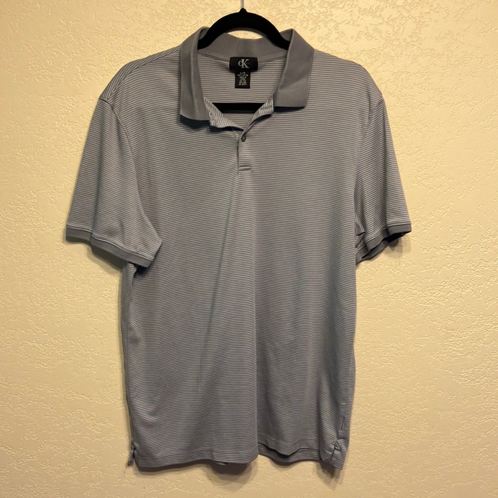 🔔2/$15 LG CALVIN KLEIN TWO TONED GRAY COTTON POLO